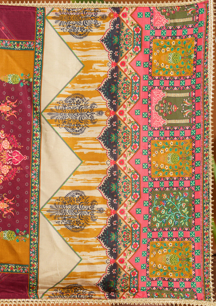 Wine Mirrorwork Tissue Readymade Salwar Suit