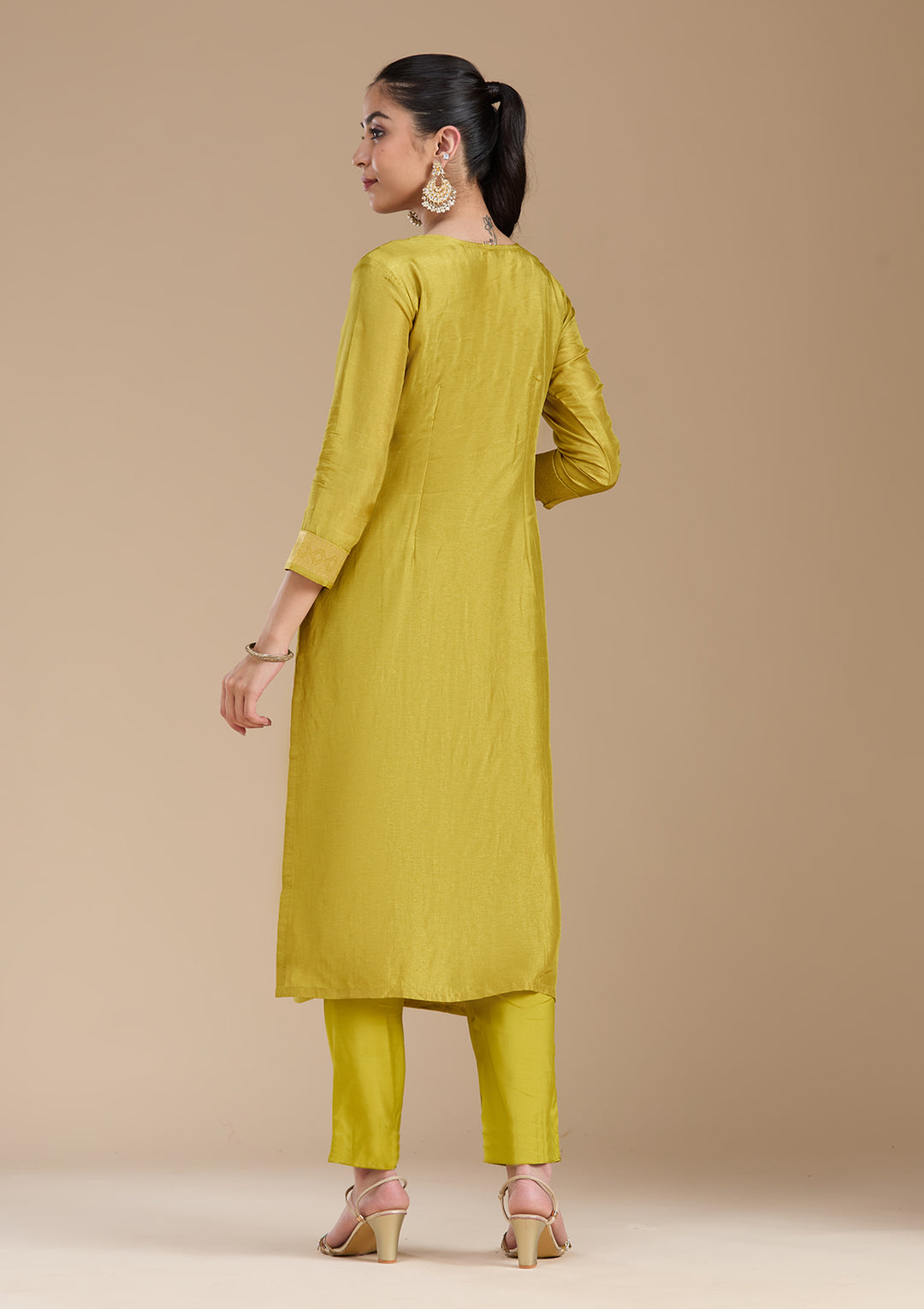 Mehandi Green Cording Banarasi Readymade Salwar Suit