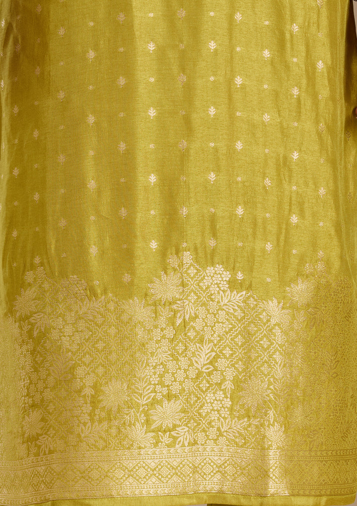 Mehandi Green Cording Banarasi Readymade Salwar Suit