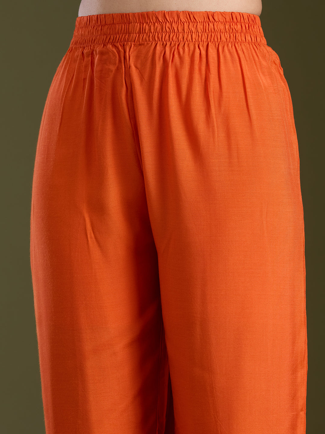 Orange Sequins Dola Silk Readymade Salwar Suit