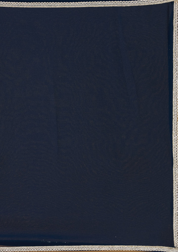 Navy Blue Threadwork Georgette Readymade Salwar Suit
