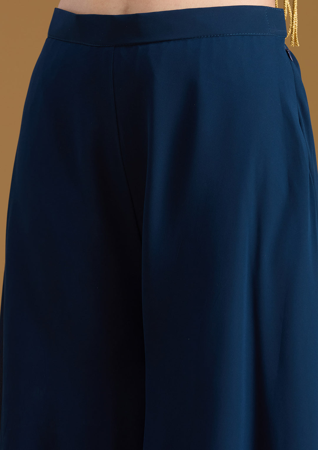 Navy Blue Threadwork Georgette Readymade Salwar Suit