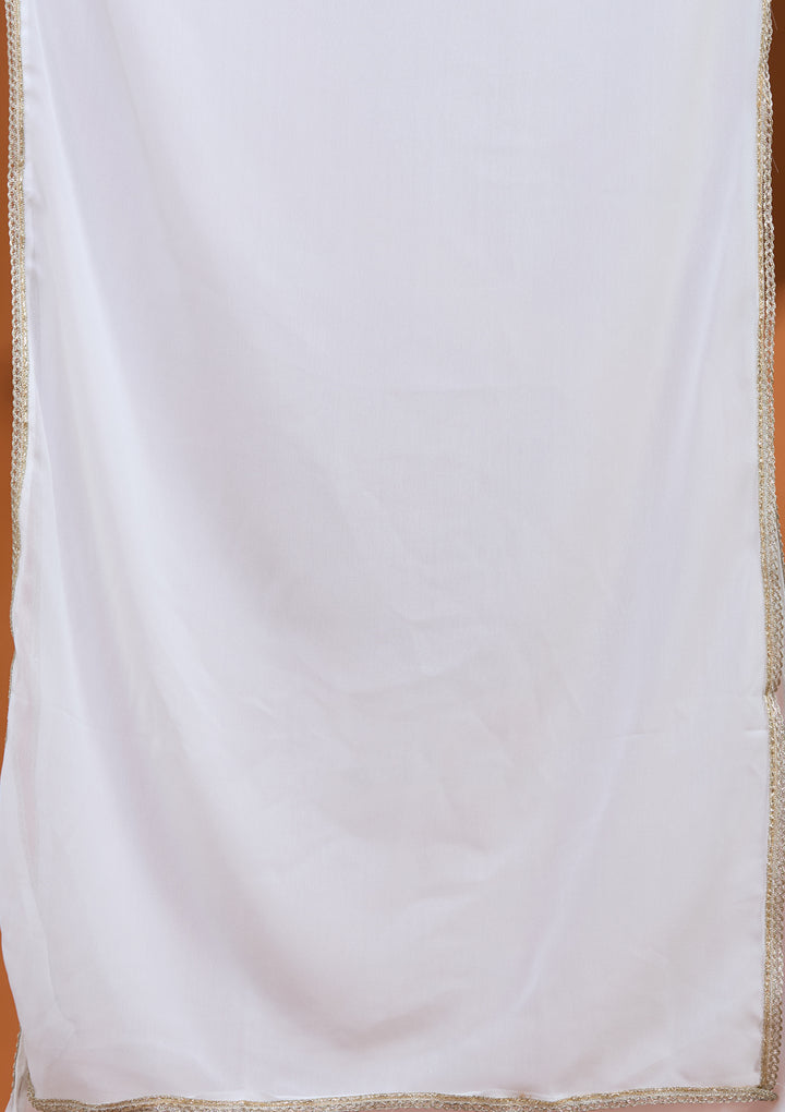 White Threadwork Georgette Readymade Salwar Suit