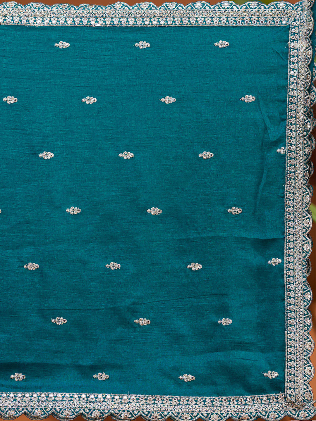 Blue Zariwork (Gold) Soft Raw Silk Readymade Salwar Suit