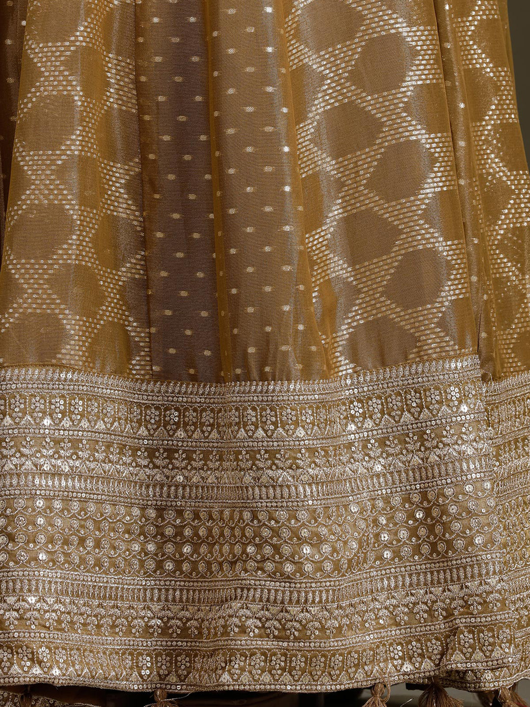 Gold Sequins Soft Raw Silk Readymade Salwar Suit