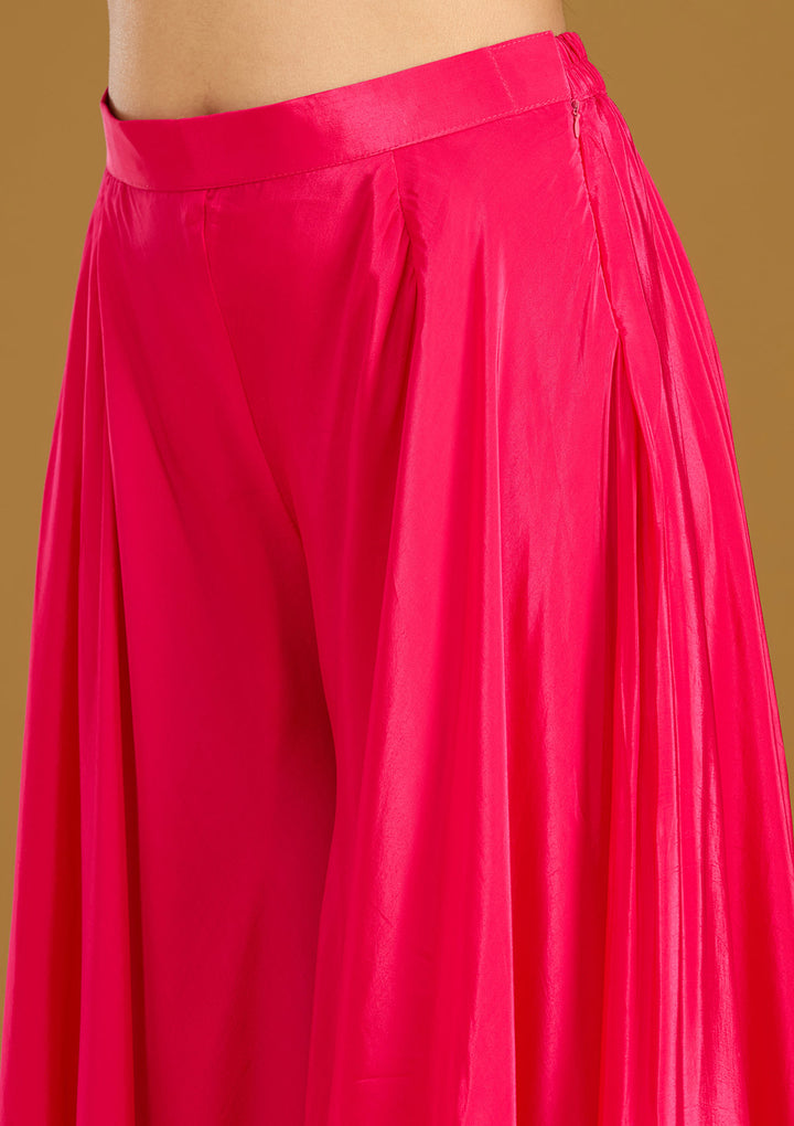 Rani Pink Zariwork (Gold) Chinon Readymade Salwar Suit