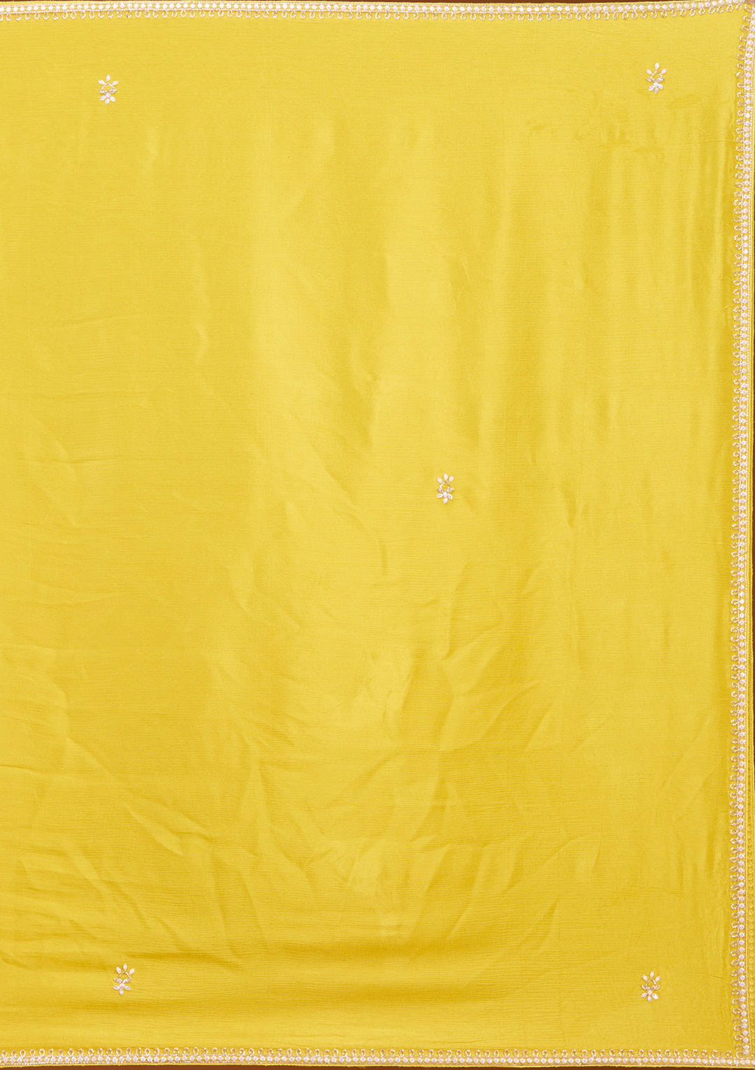 Mustard Sequins Soft Raw Silk Readymade Salwar Suit