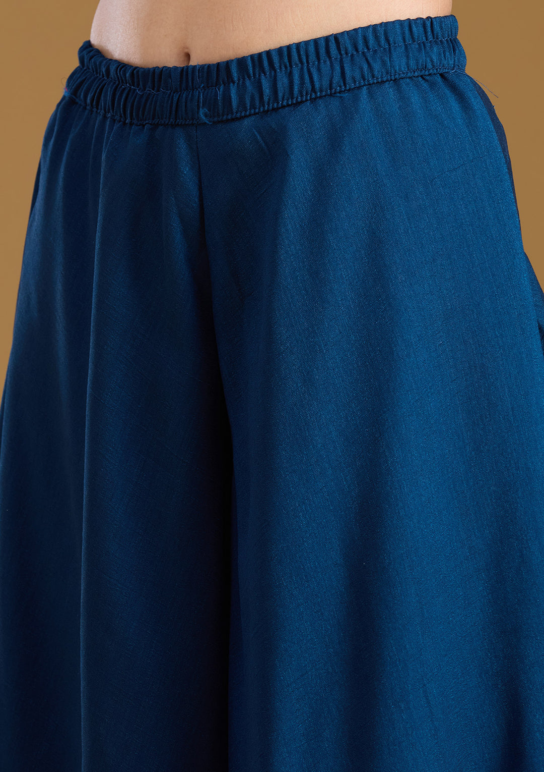 Navy Blue Stonework (Silver) Soft Raw Silk Readymade Salwar Suit