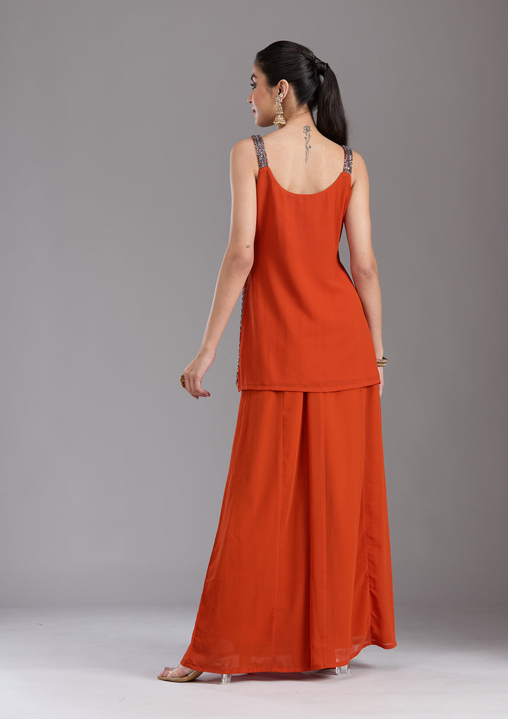 Orange Cutdana Georgette Readymade Salwar Suit