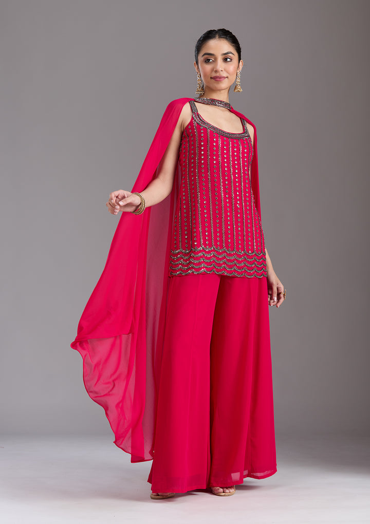 Rani Pink Cutdana Georgette Readymade Salwar Suit