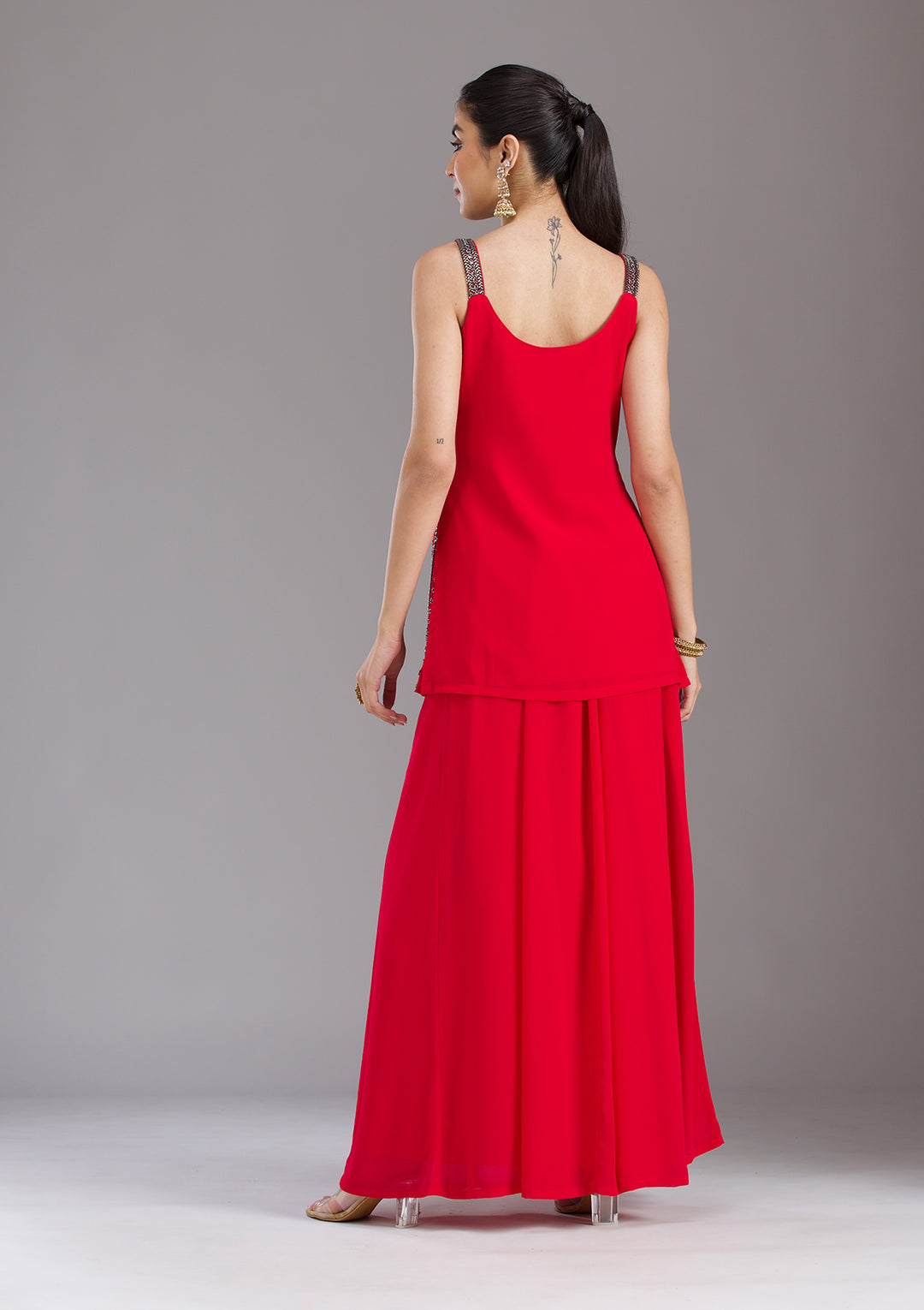 Rani Pink Cutdana Georgette Readymade Salwar Suit