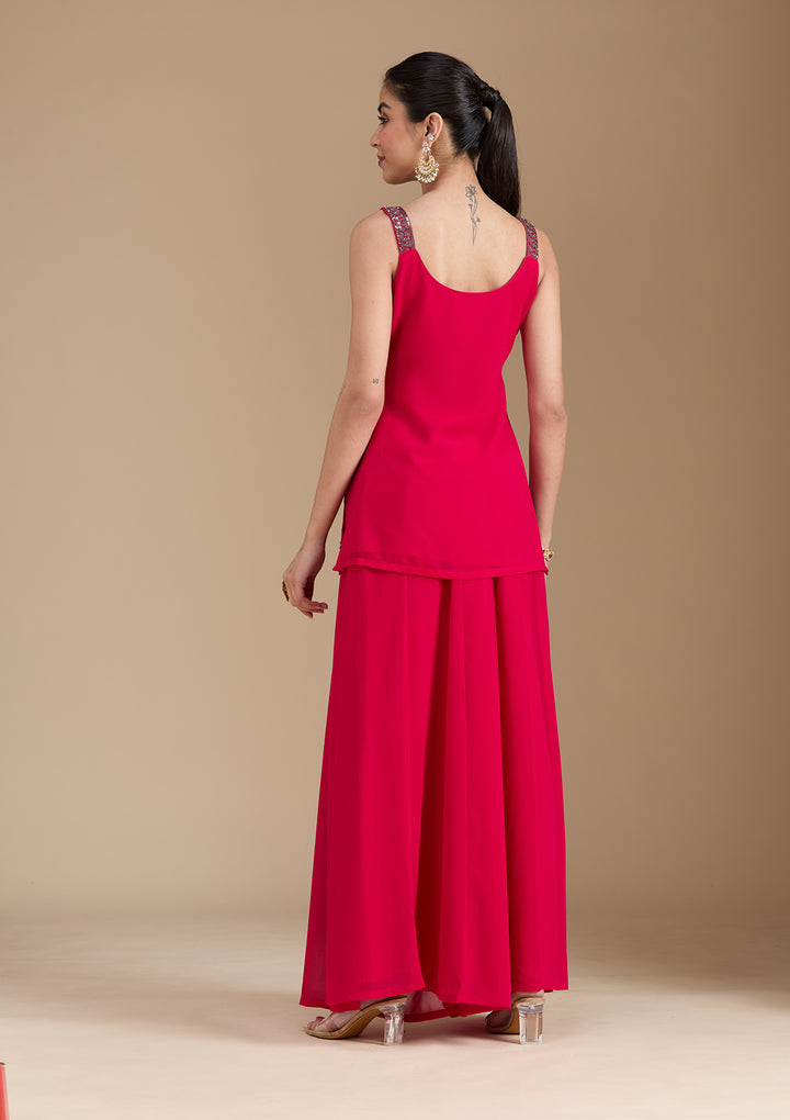 Rani Pink Cutdana Georgette Readymade Salwar Suit