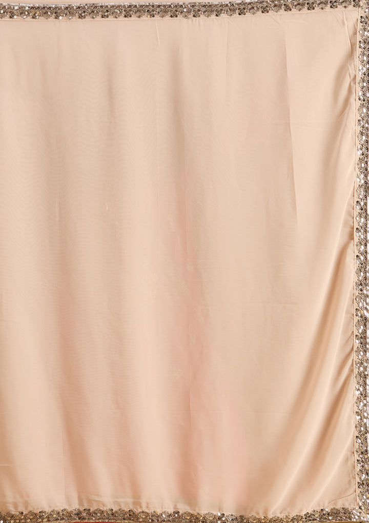 Beige Cutdana Georgette Readymade Salwar Suit