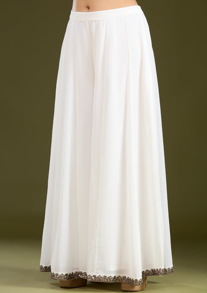 Off White Cutdana Georgette Readymade Salwar Suit