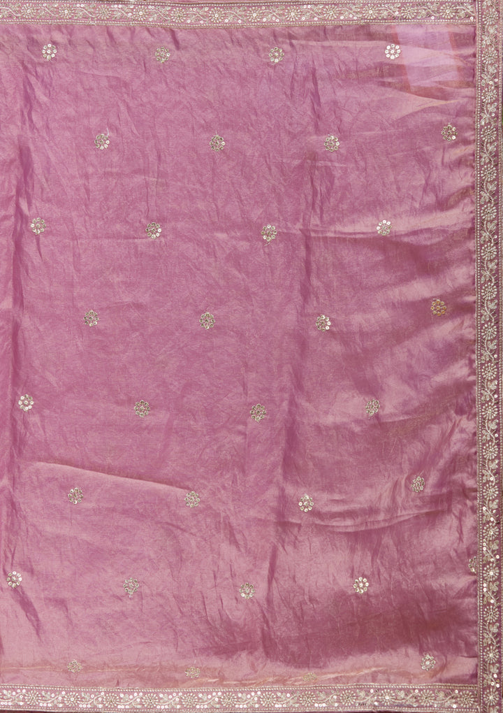 Onion Pink Zariwork (Gold) Tissue Readymade Salwar Suit