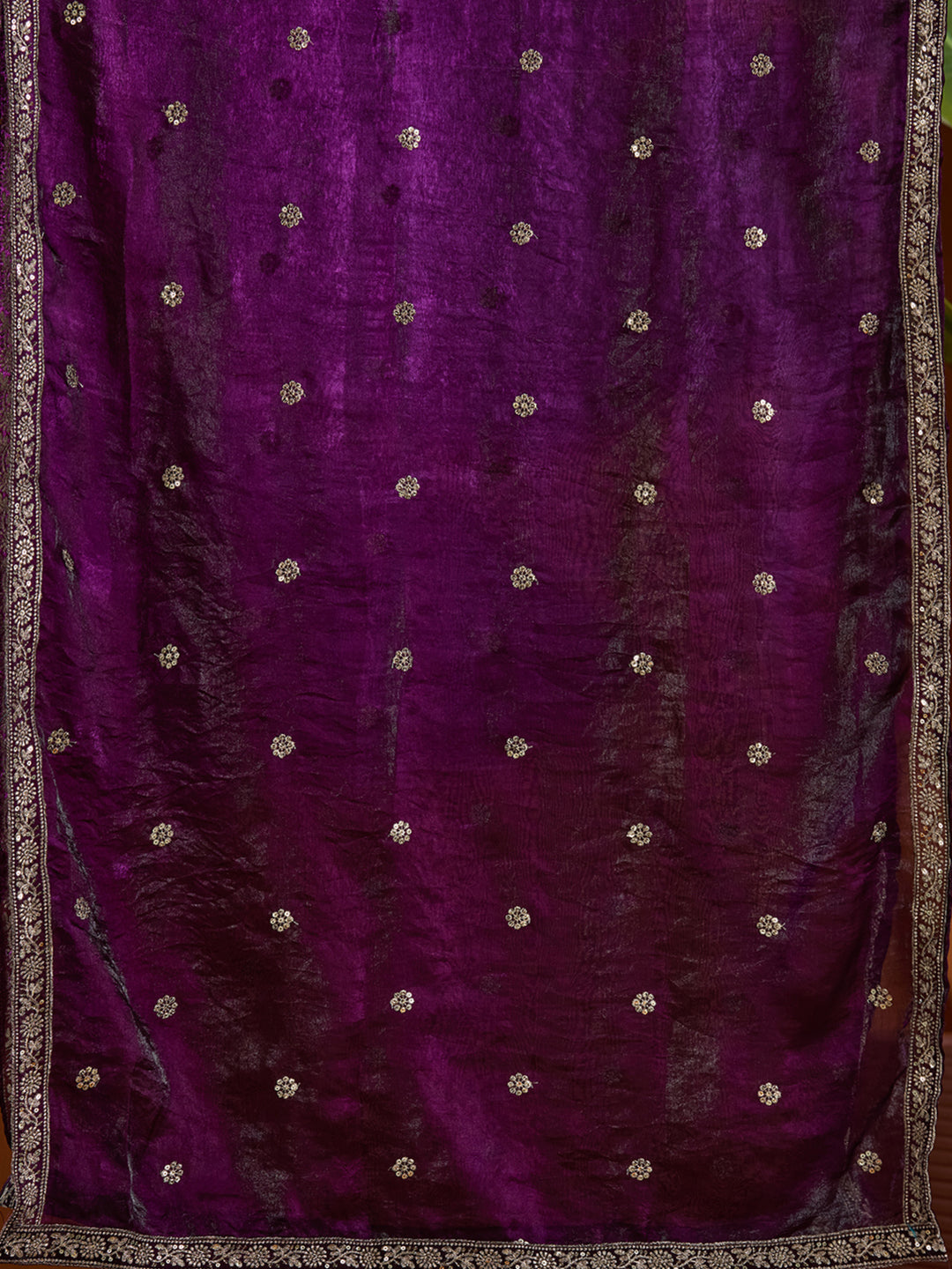 Purple Sequins Soft Raw Silk Readymade Salwar Suit