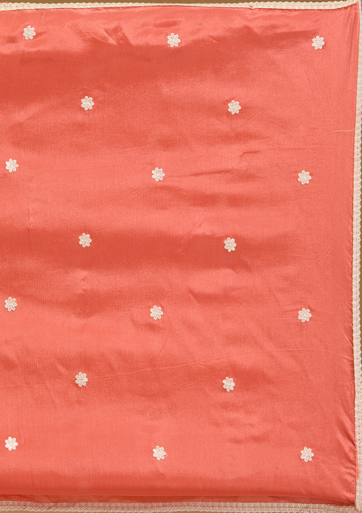 Rust Zariwork (Silver) Crepe Readymade Salwar Suit