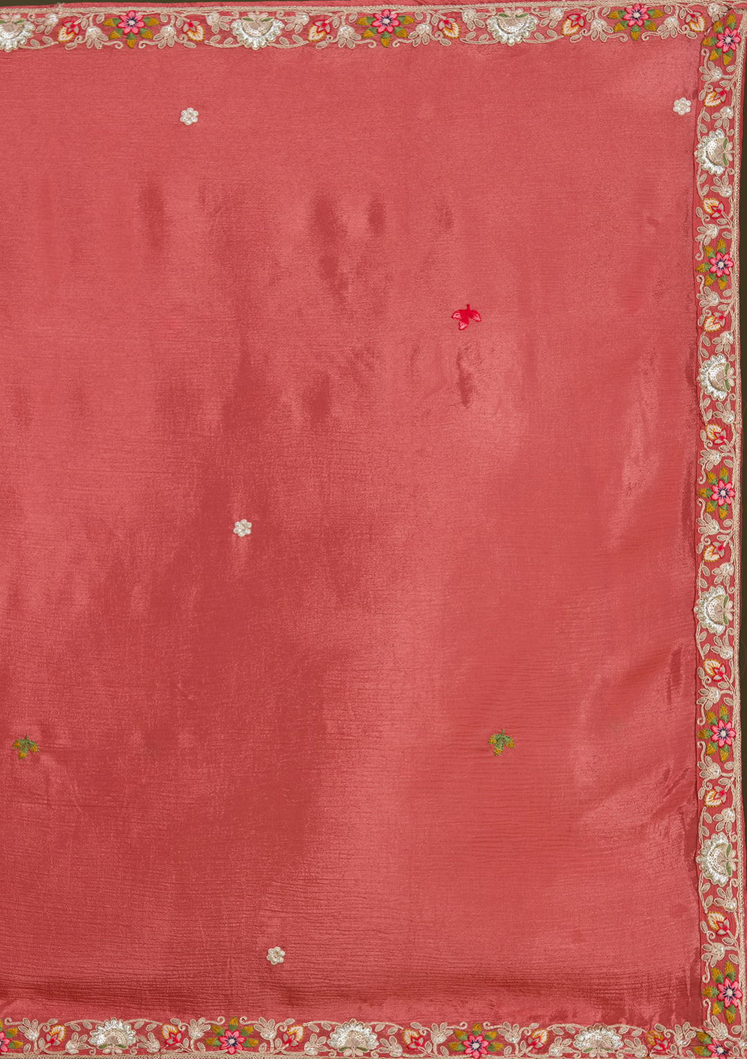 Rust Threadwork Crepe Readymade Salwar Suit