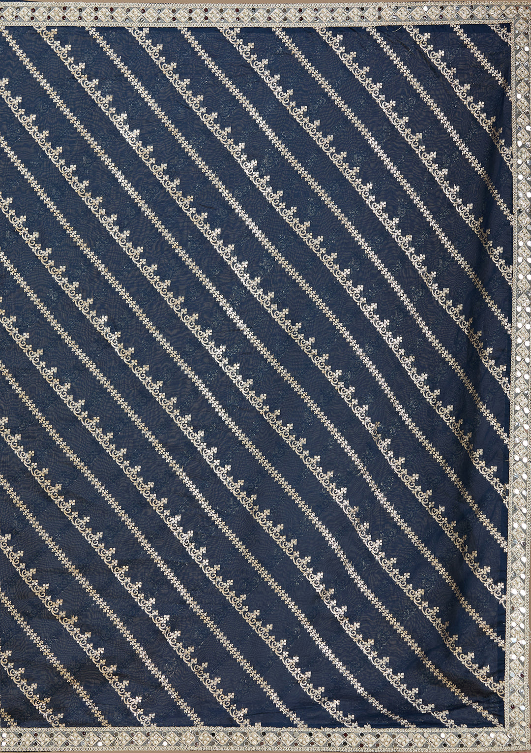 Navy Blue Zariwork Brocade Readymade Salwar Suit