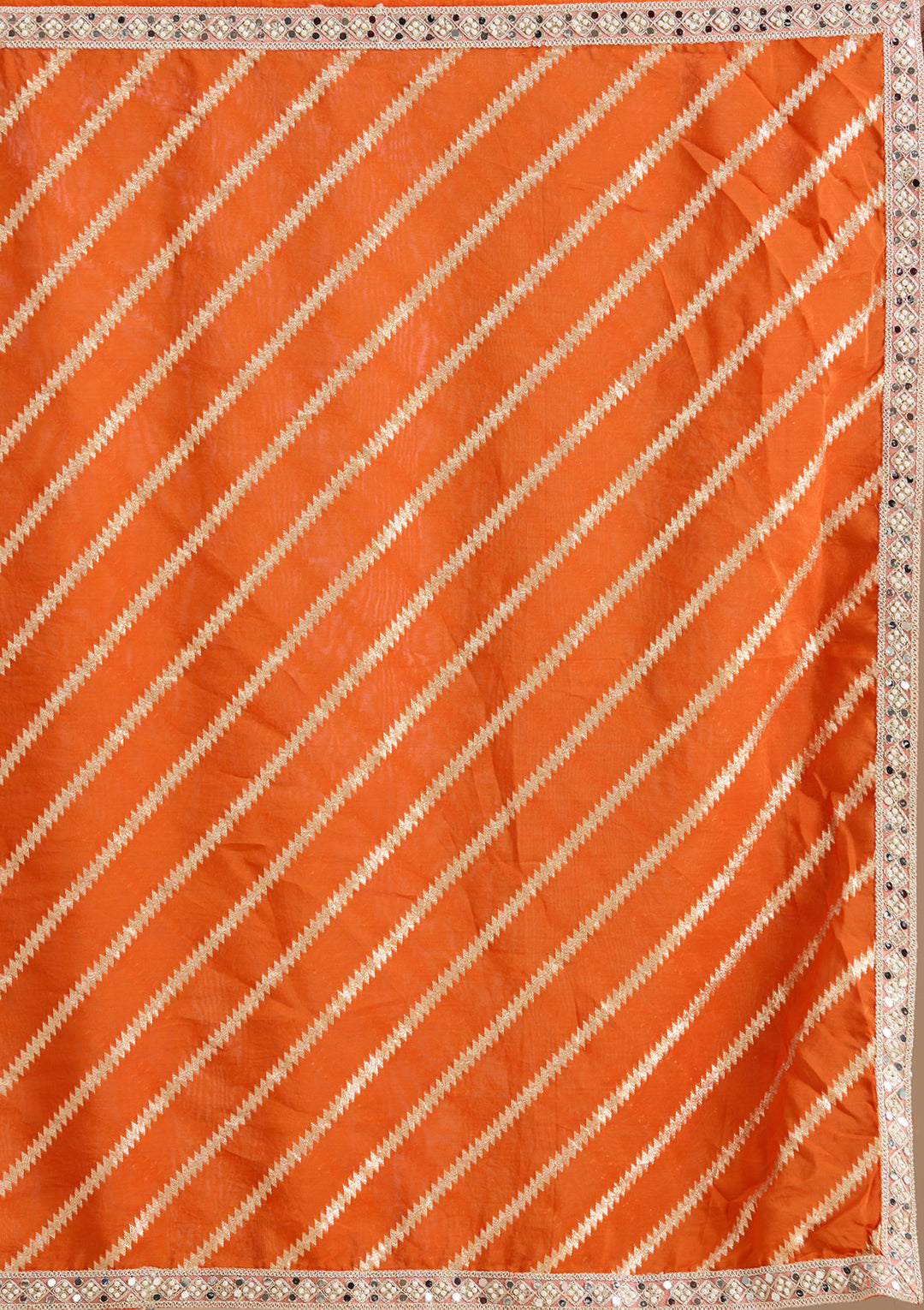 Orange Zariwork Brocade Readymade Salwar Suit