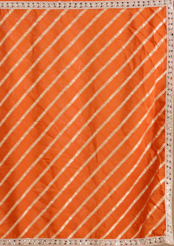 Orange Zariwork Brocade Readymade Salwar Suit