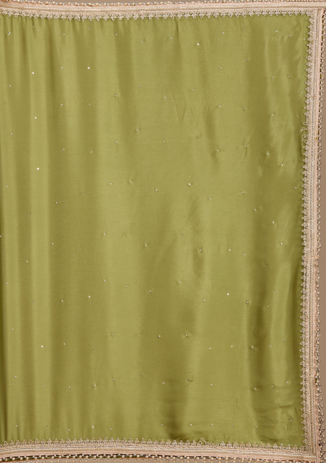 Mehendi Threadwork Satin Readymade Salwar Suit