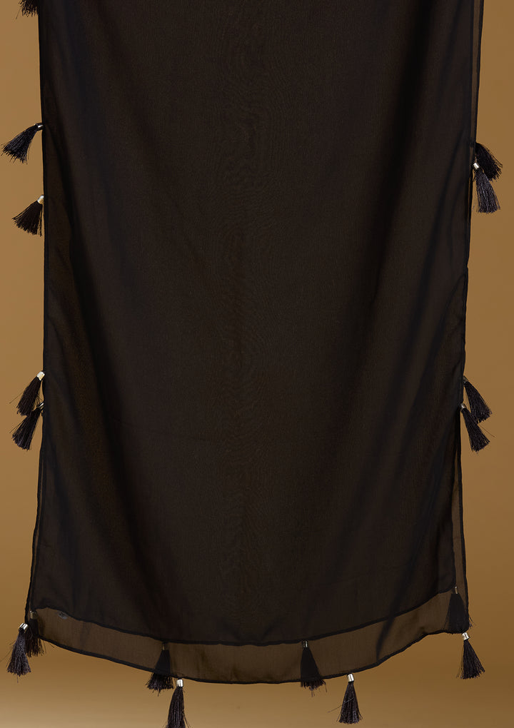 Black Threadwork Georgette Readymade Salwar Suit