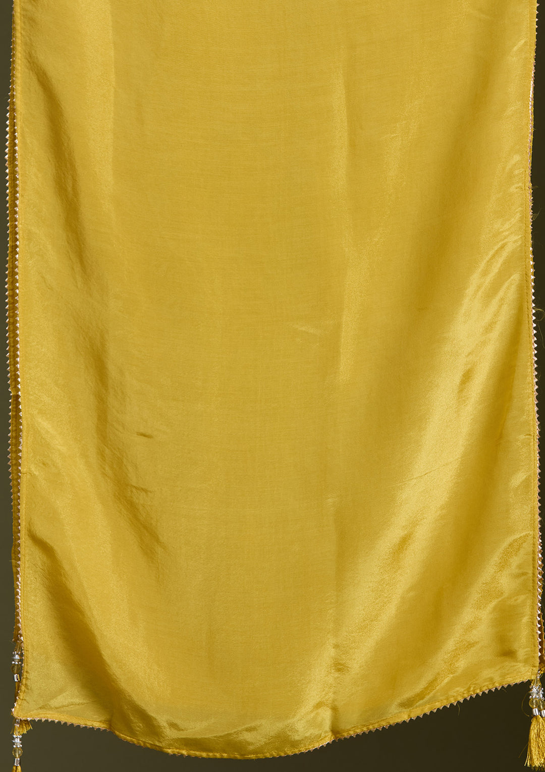 Mustard Yellow Threadwork Satin Readymade Salwar Suit