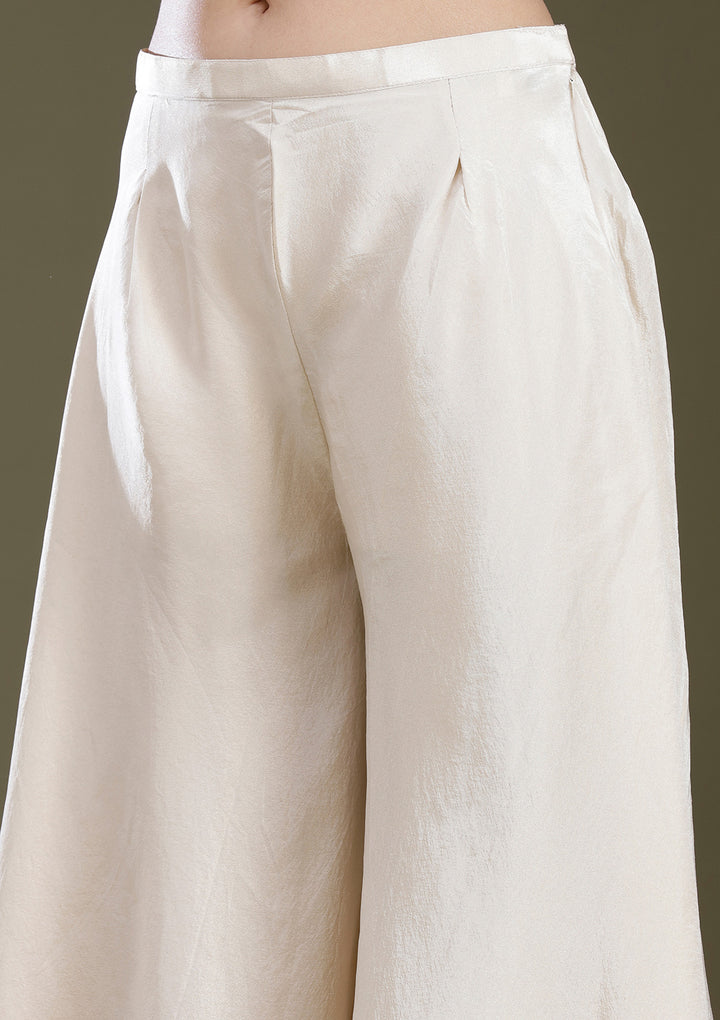 Beige Cutdana Tissue Readymade Salwar Suit