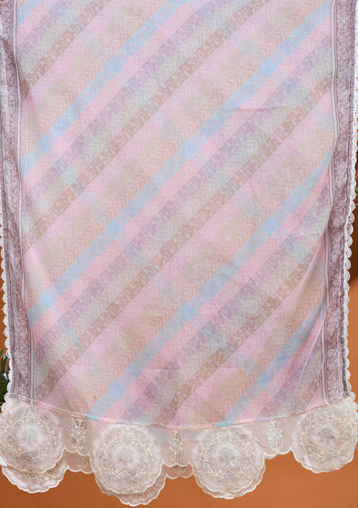 Cream Cutdana Tissue Readymade Salwar Suit