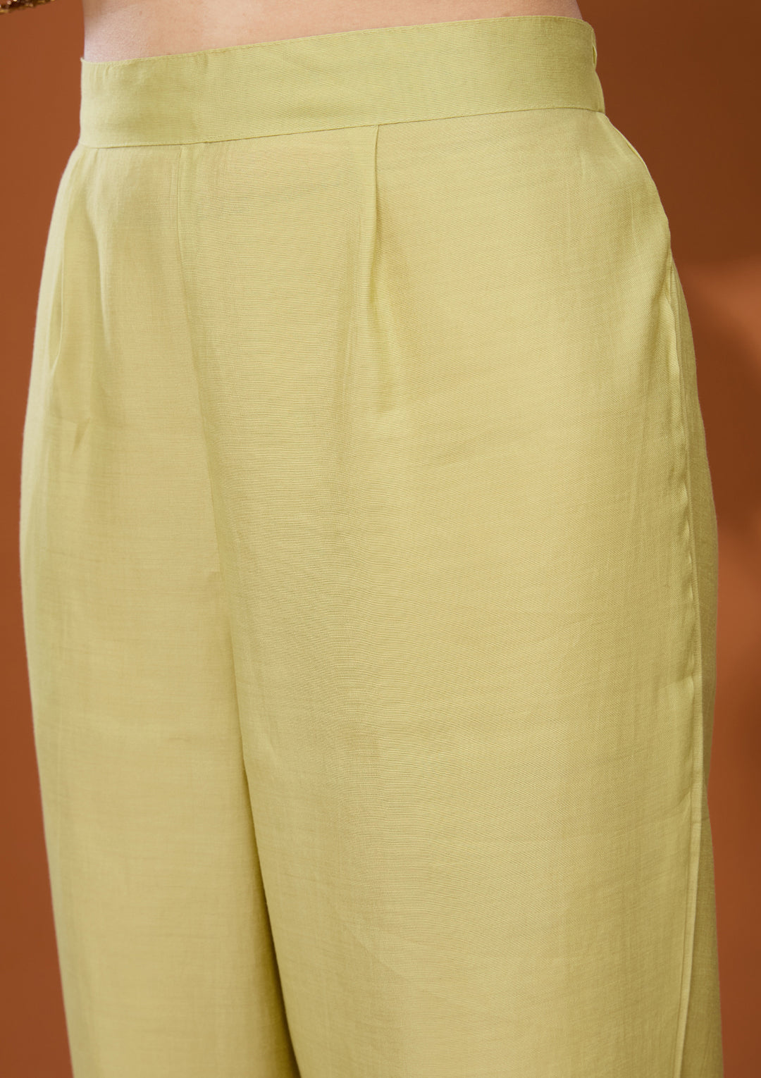 Pista Green Threadwork Soft Raw Silk Readymade Salwar Suit