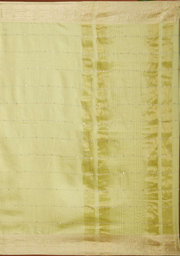 Pista Green Threadwork Soft Raw Silk Readymade Salwar Suit