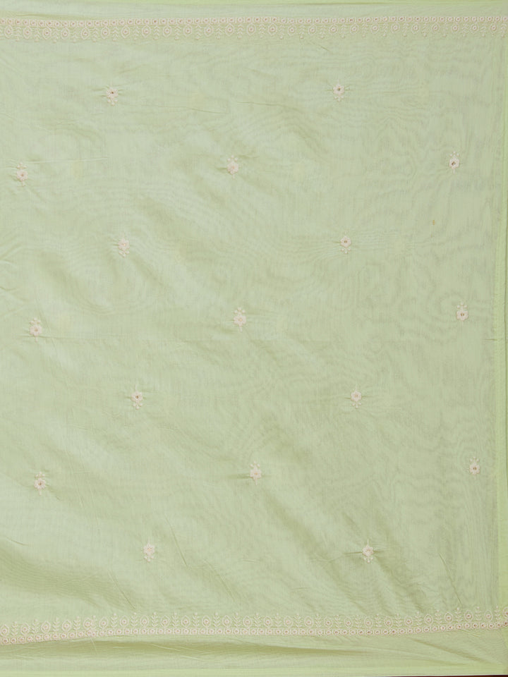 Pista Green Threadwork Chanderi Readymade Salwar Suit