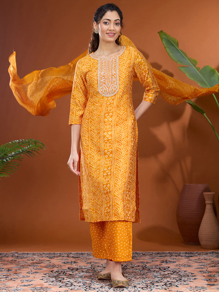 Mustard Yellow Cording Raw Silk Readymade Salwar Suit