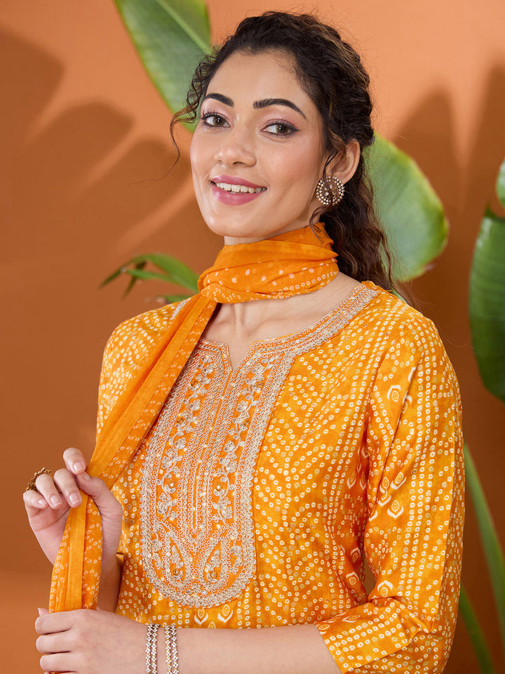 Mustard Yellow Cording Raw Silk Readymade Salwar Suit