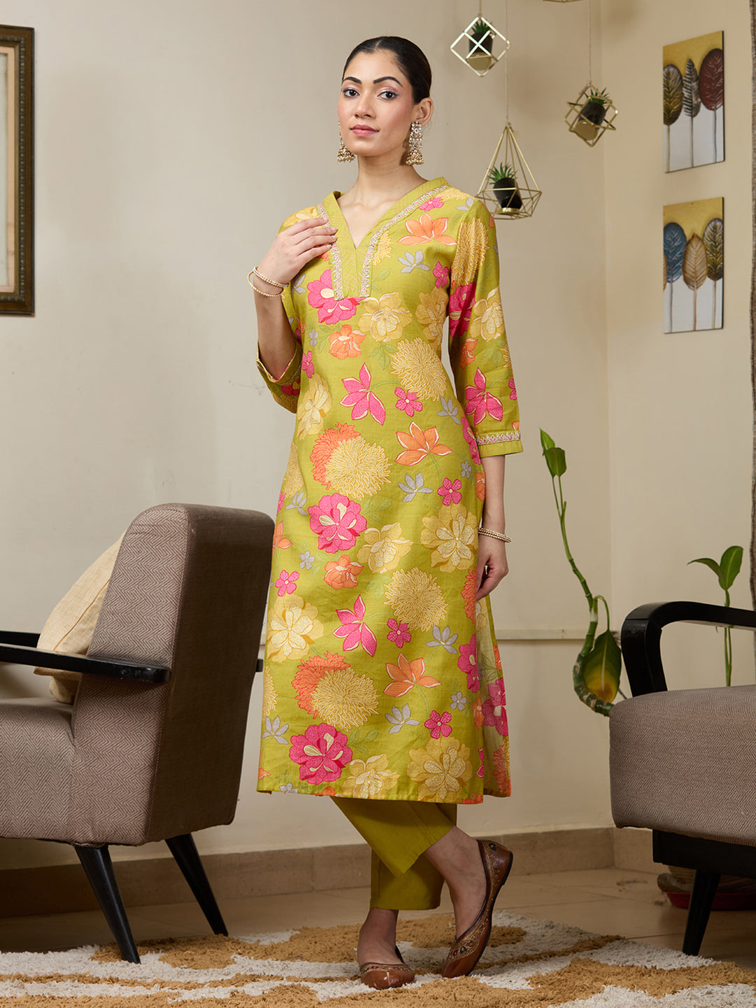 Pista Green Cording Soft Raw Silk Readymade Salwar Suit