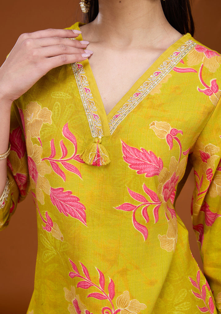 Mehandi Green Cording Soft Raw Silk Readymade Salwar Suit