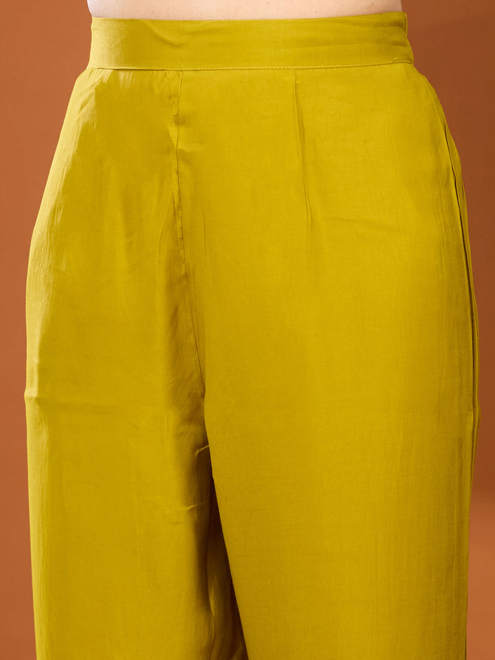 Mehandi Green Cording Chanderi Readymade Salwar Suit