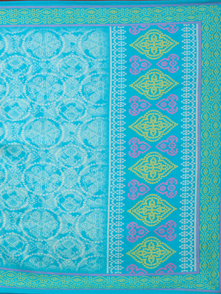 Turquoise Blue Threadwork Chanderi Readymade Salwar Suit