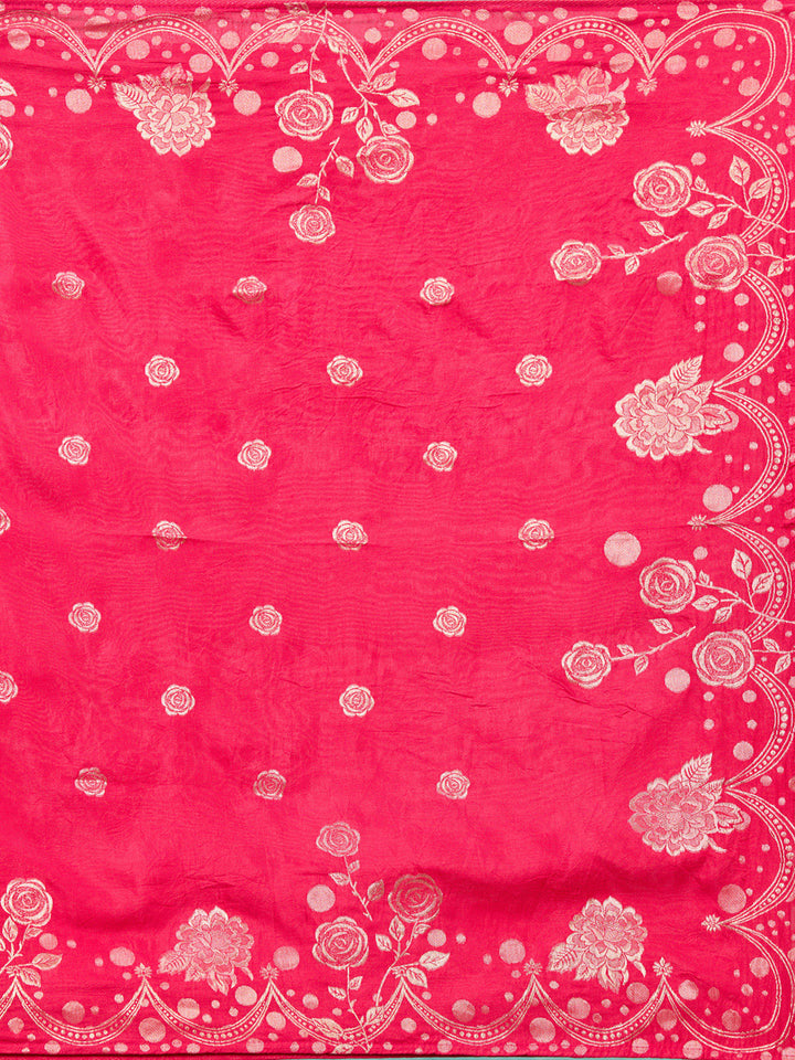 Rani Pink Cording Chanderi Readymade Salwar Suit