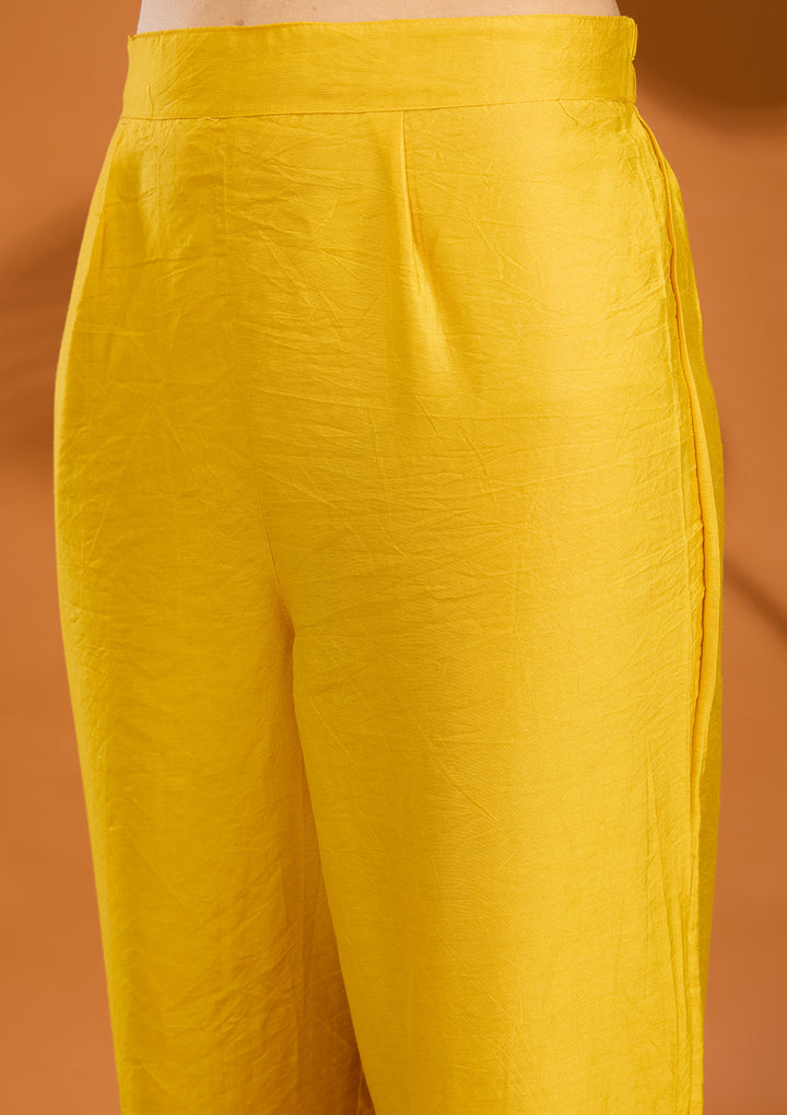 Mustard Yellow Cording Chanderi Readymade Salwar Suit