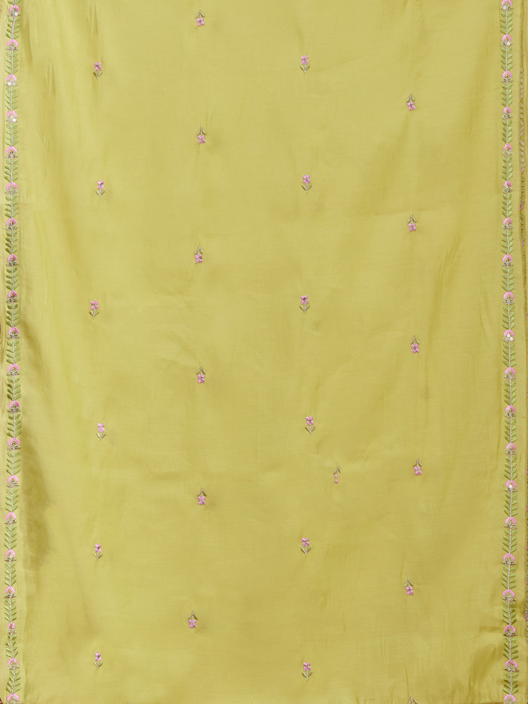 Pista Green Threadwork Chanderi Readymade Salwar Suit