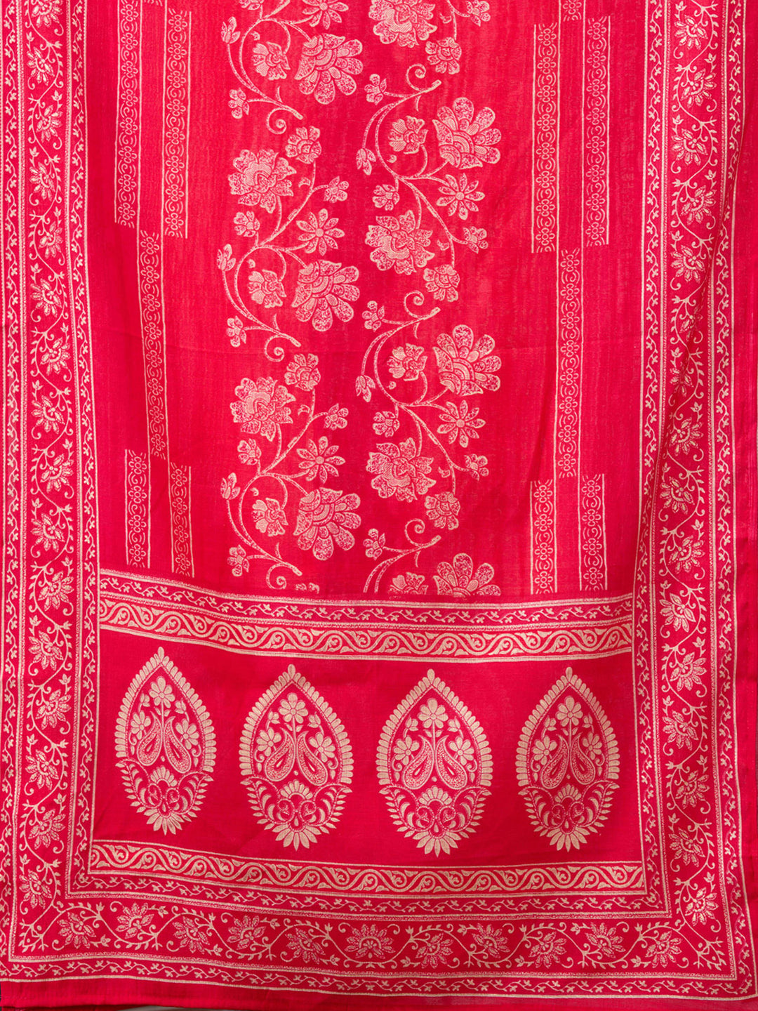 Rani Pink Threadwork Chanderi Readymade Salwar Suit
