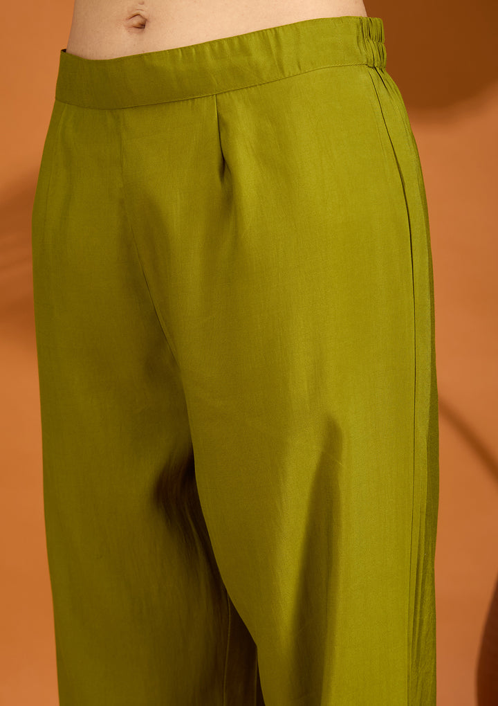 Mehandi Green Cutdana Chanderi Readymade Salwar Suit