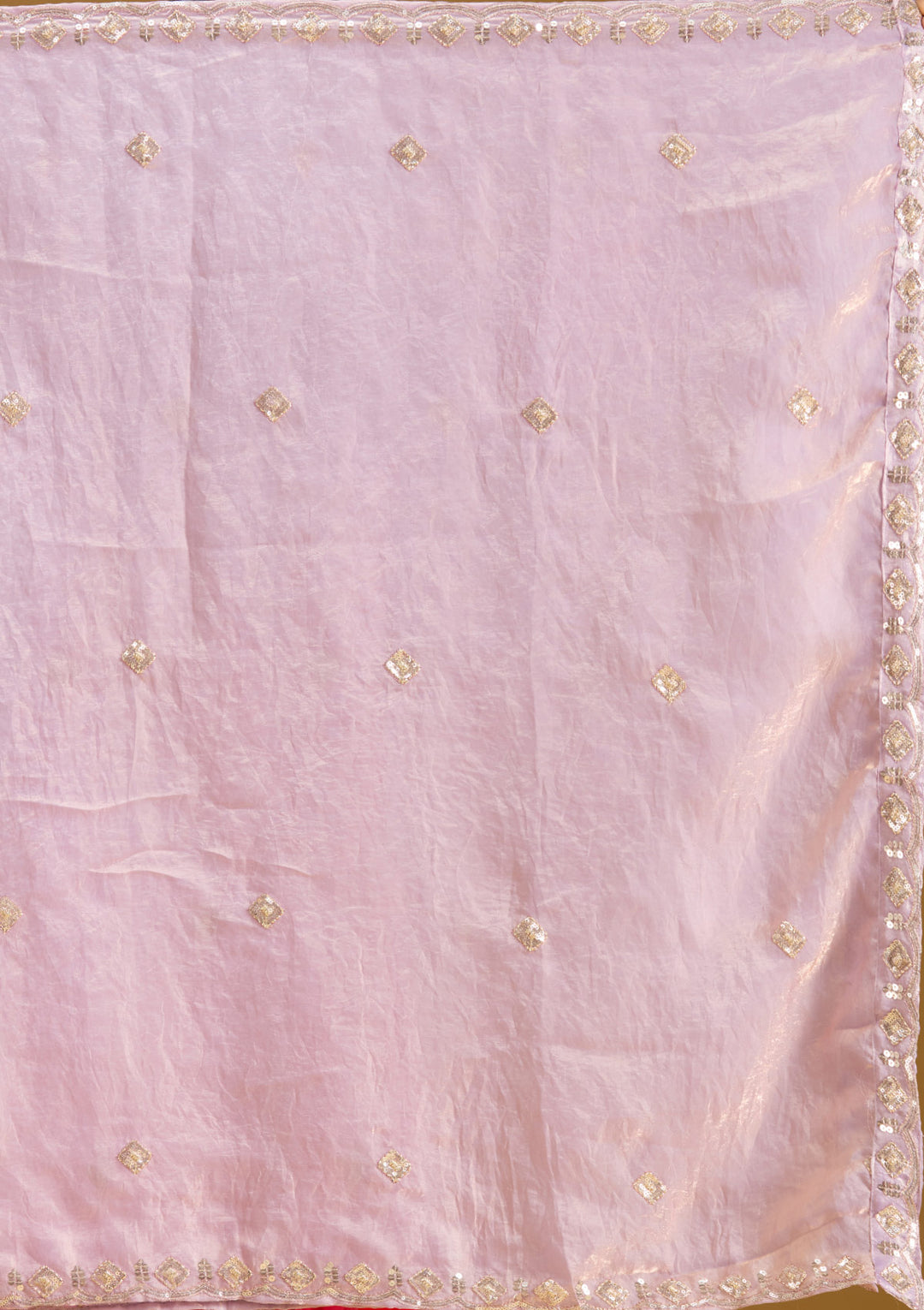 Lavender Threadwork Tissue Readymade Salwar Suit