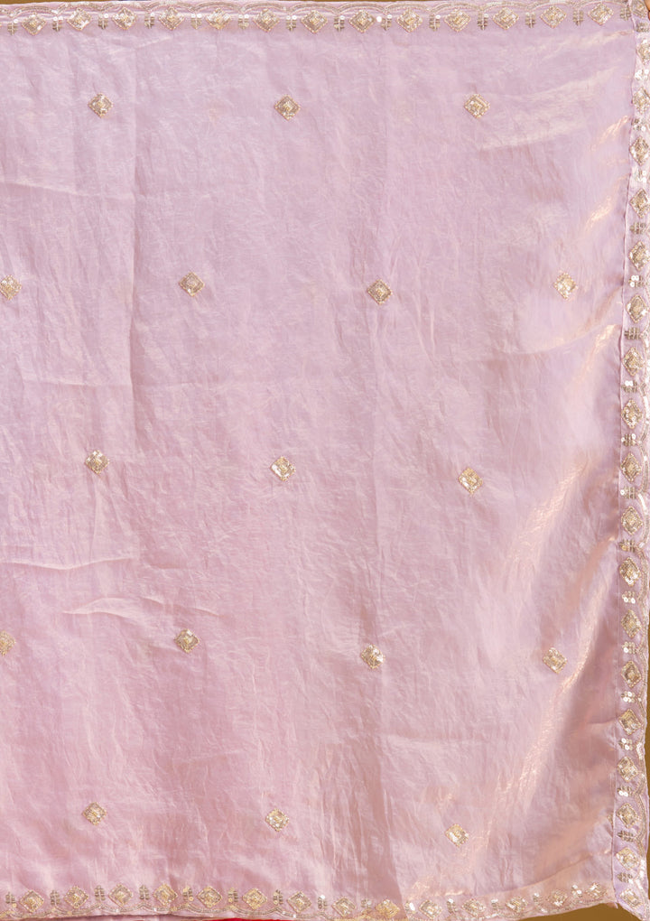 Lavender Threadwork Tissue Readymade Salwar Suit