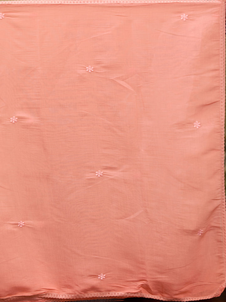 Peach Threadwork Chanderi Readymade Salwar Suit