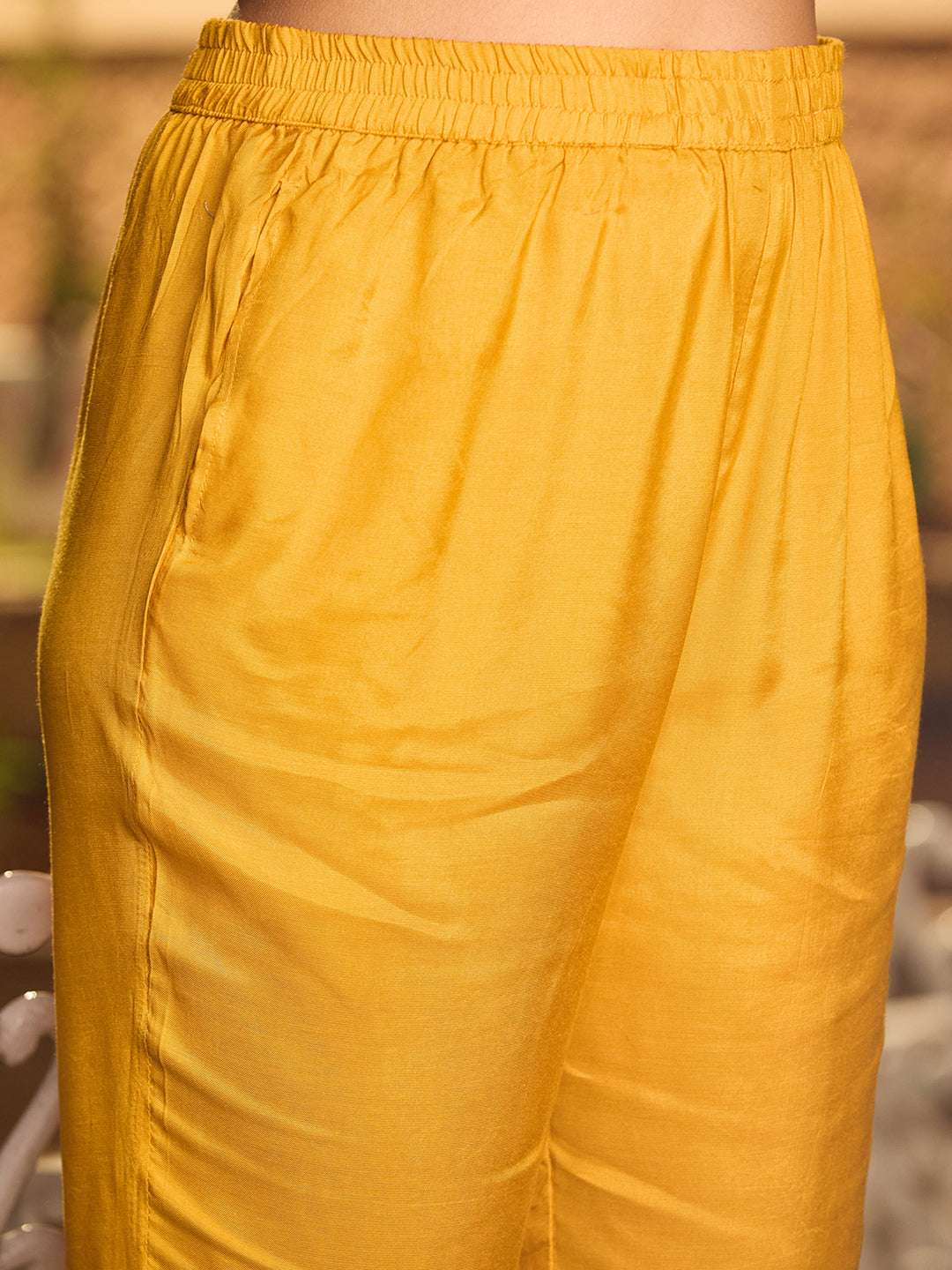 Mustard Yellow Sequins Soft Raw Silk Readymade Salwar Suit