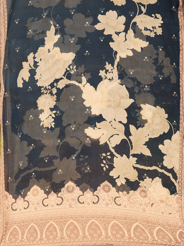 Navy Blue Cutdana Satin Readymade Salwar Suit