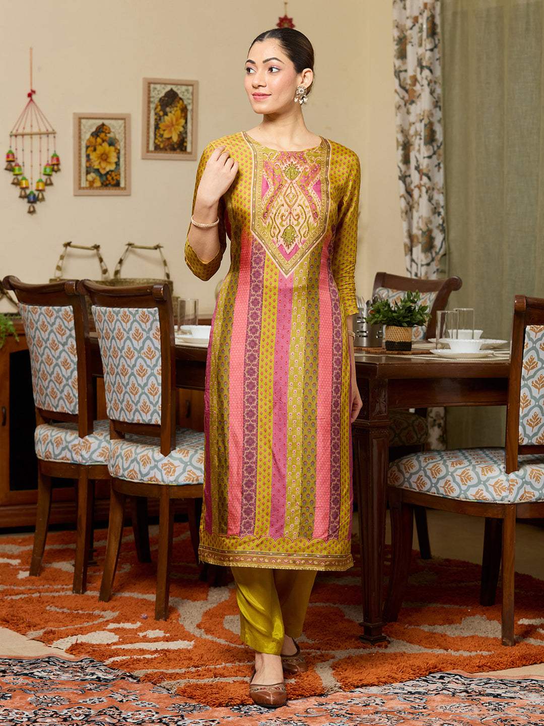 Mehandi Green Cutdana Satin Readymade Salwar Suit